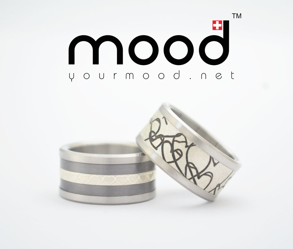 Addon argent brossé, "coeur en pagaille" - mood bague interchangeable - mood customizable ring -  swiss made 