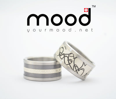 Addon medium argent gravé avec des coeurs - mood bague interchangeable - mood customizable ring -  swiss made